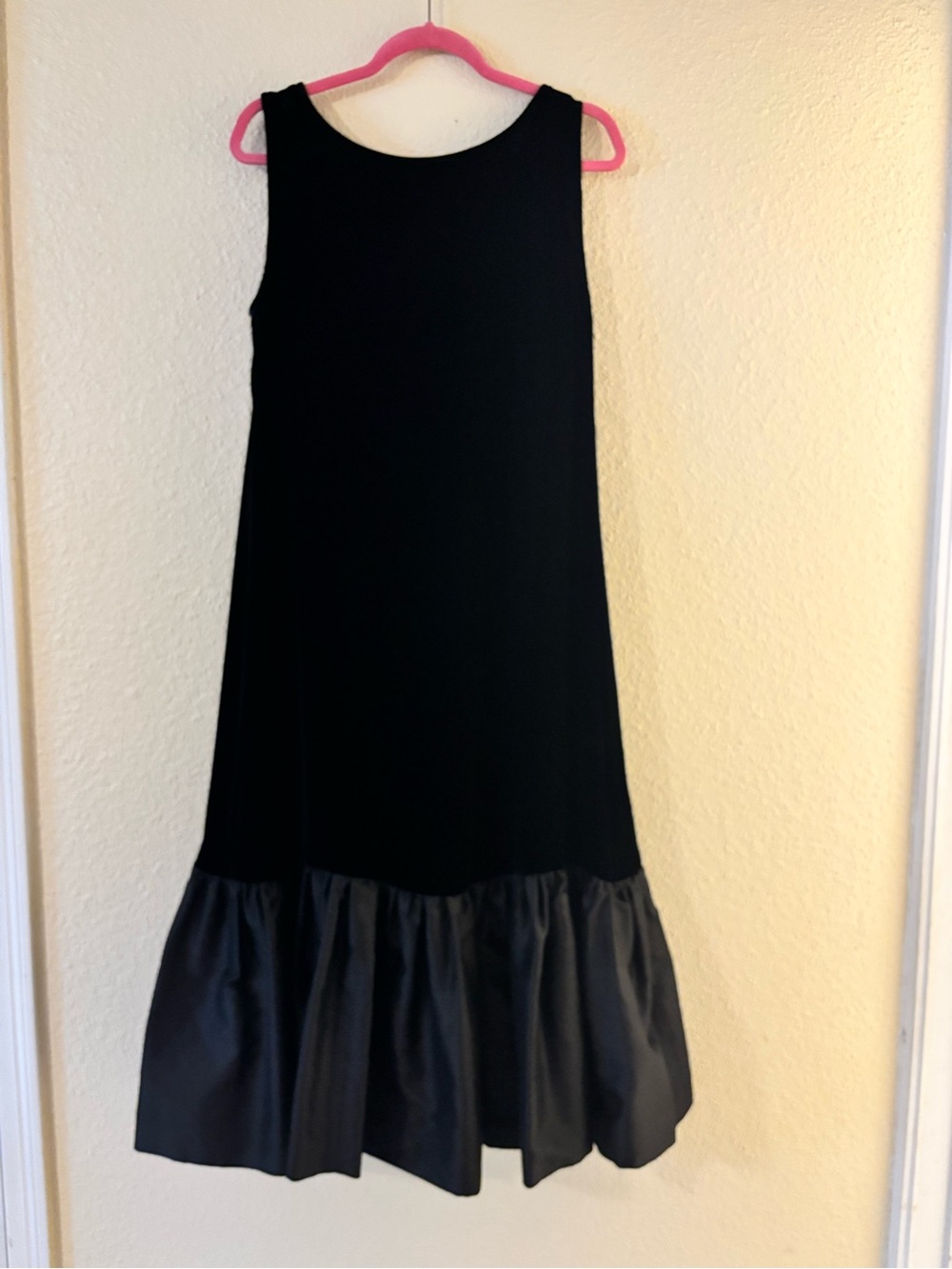 Vintage Black Velvet Drop Waist Rayon Silk Dress M - Picture 4 of 6